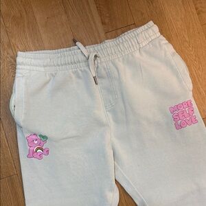 Cozy Cream Joggers with Bear and Rainbow Design